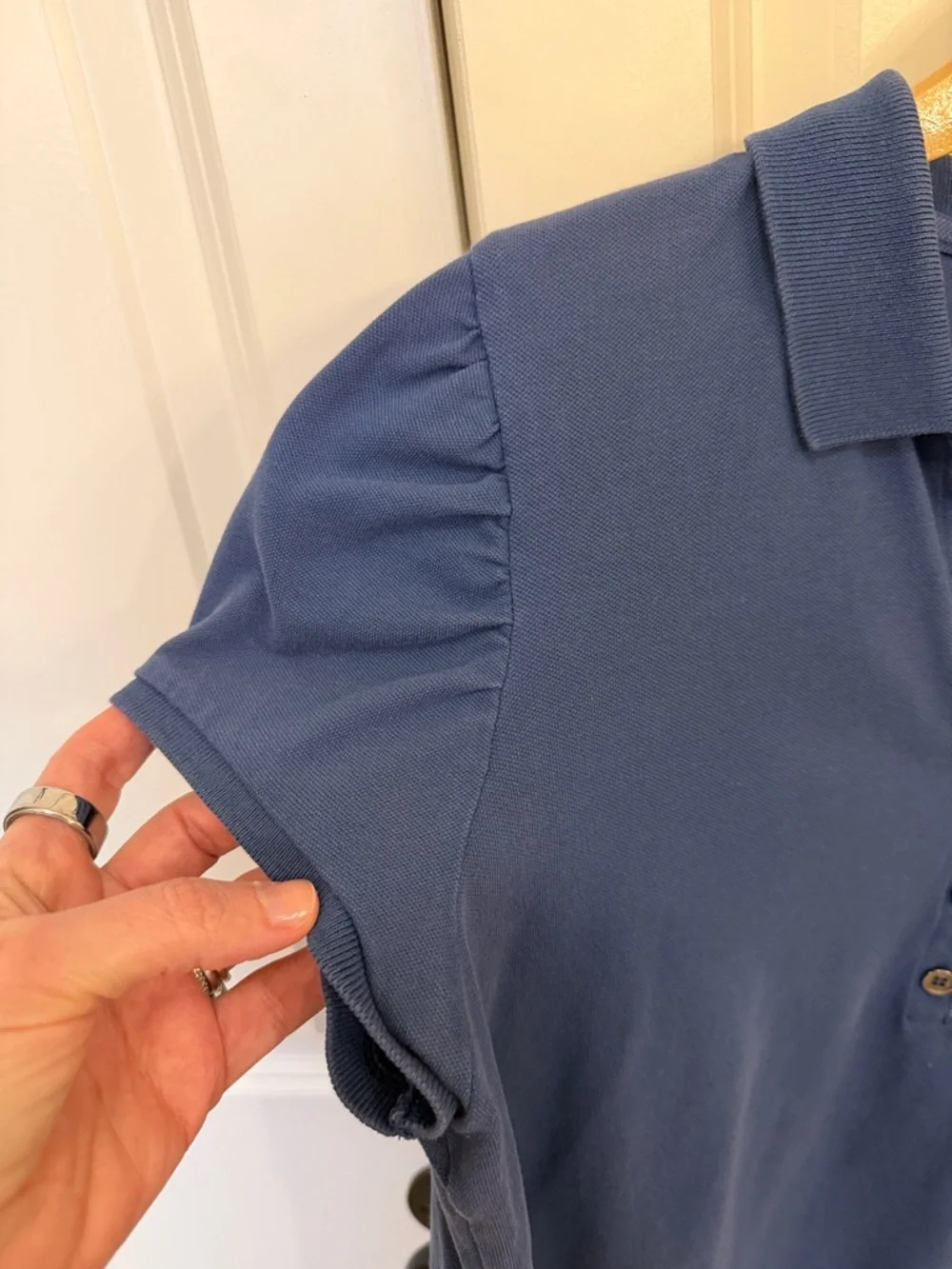 Burberry Blue Short-Sleeve Polo with Check Placket XL L M - Picture 4 of 7